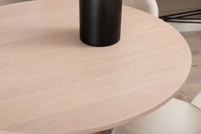 Venture Home Bianca & Velvet Runt Matbord ⌀110 Vitputsad + 4 st Matstolar Grädde