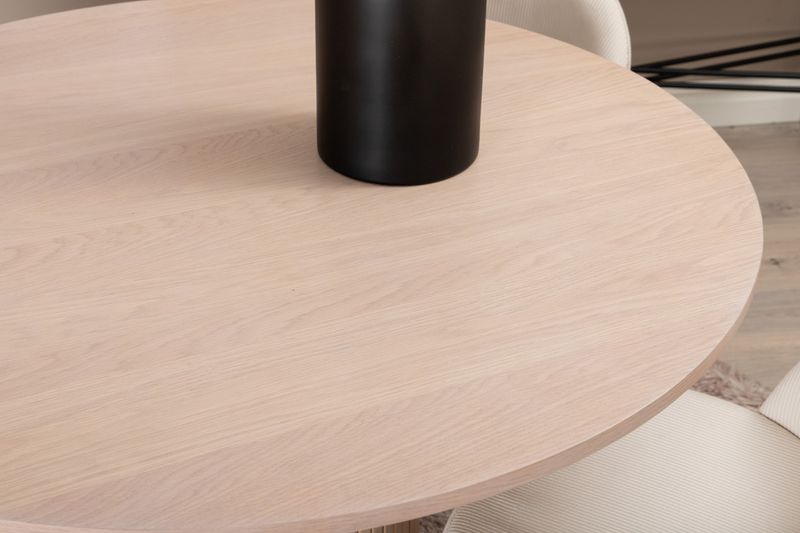 Venture Home Bianca & Velvet Runt Matbord ⌀110 Vitputsad + 4 st Matstolar Grädde