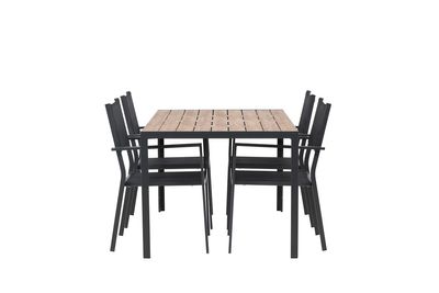 Venture Home Copacabana & Break 4 st Matstolar Svart + Rektangulärt Matbord 150 x 90 Svart