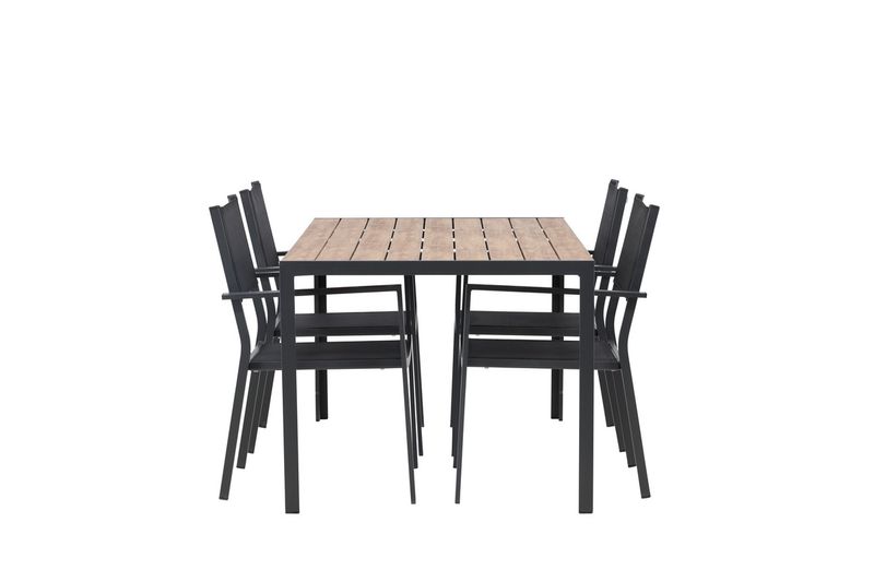 Venture Home Copacabana & Break 4 st Matstolar Svart + Rektangulärt Matbord 150 x 90 Svart