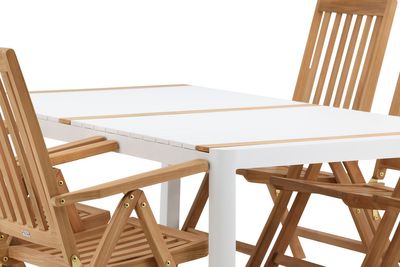 Venture Home Togo & Kenya Rektangulärt Matbord 200 x 100 Vit + 6 st Positionsstolar Natur