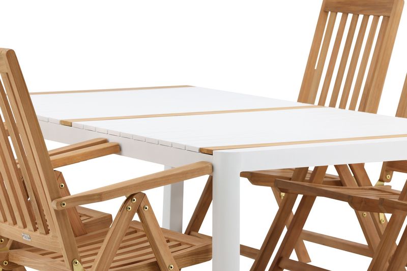 Venture Home Togo & Kenya Rektangulärt Matbord 200 x 100 Vit + 6 st Positionsstolar Natur