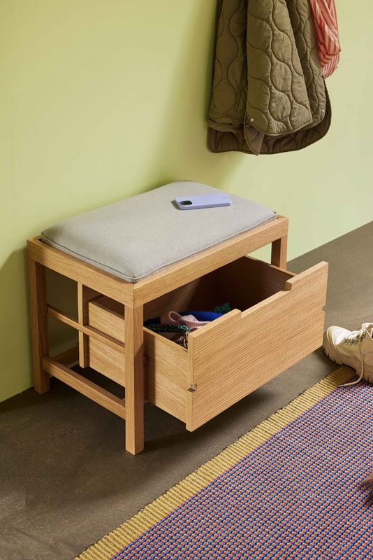 Hübsch Bifi Bänk Sand/Natur 60x40xh48cm