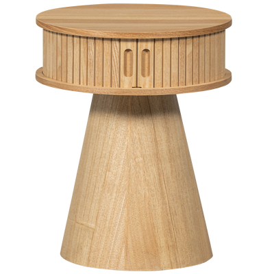 WOOOD Karri Runt Nattduksbord i MDF och Furu, Naturlig