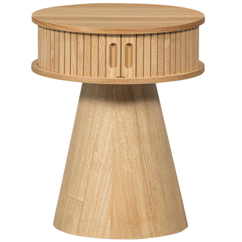 WOOOD Karri Runt Nattduksbord i MDF och Furu, Naturlig
