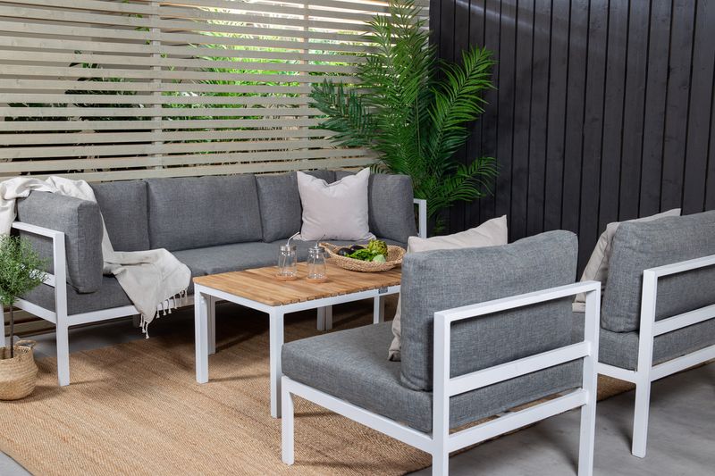 Venture Home Brasilia & Copacabana Soffbord 110 x 60 Natur + Soffmoduler Vit