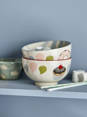 Bloomingville Mini Darby Skål, Röd, Stengods - 6-pack