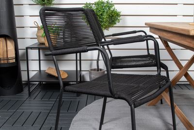 Venture Home Kenya & Lindos Rektangulärt Matbord 120 x 70 Natur + 4 st Matstolar Svart