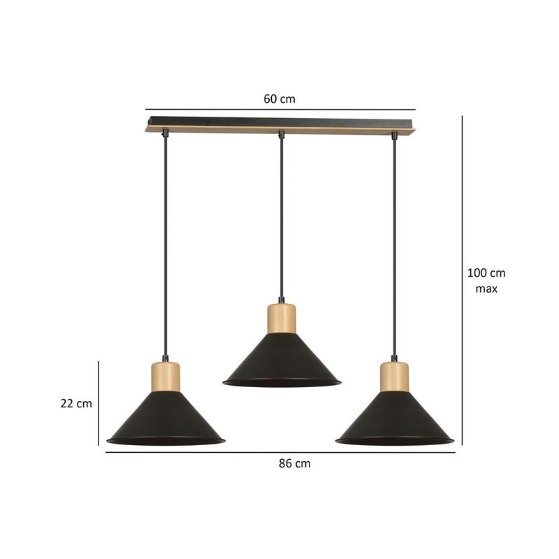 Emibig Lighting Taklampa ROWEN 3 SVART