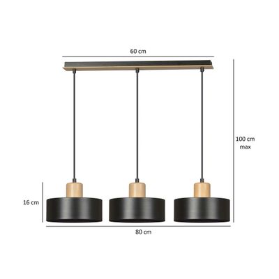 Emibig Lighting Taklampa TORIN 3 SVART