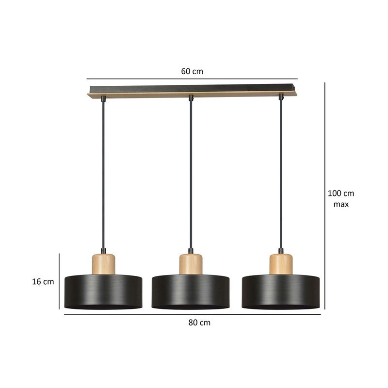 Emibig Lighting Taklampa TORIN 3 SVART
