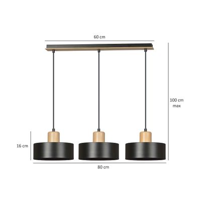 Emibig Lighting Taklampa TORIN 3 SVART