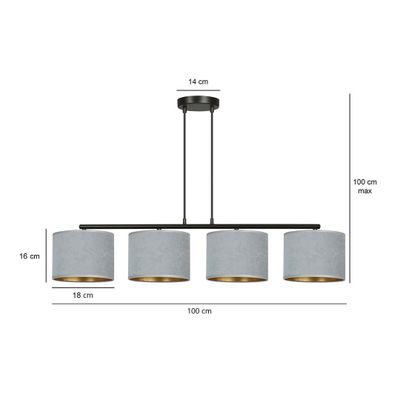 Emibig Lighting Taklampa HILDE 4 BL GRÃ…