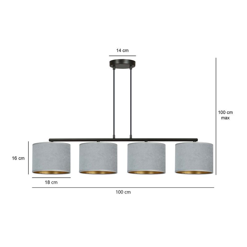 Emibig Lighting Taklampa HILDE 4 BL GRÃ…