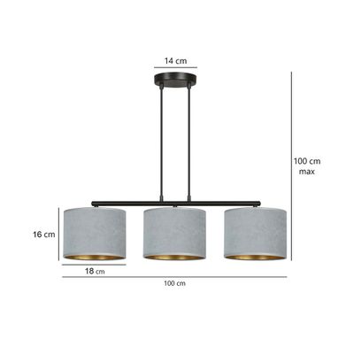 Emibig Lighting Taklampa HILDE 3 BL GRÃ…