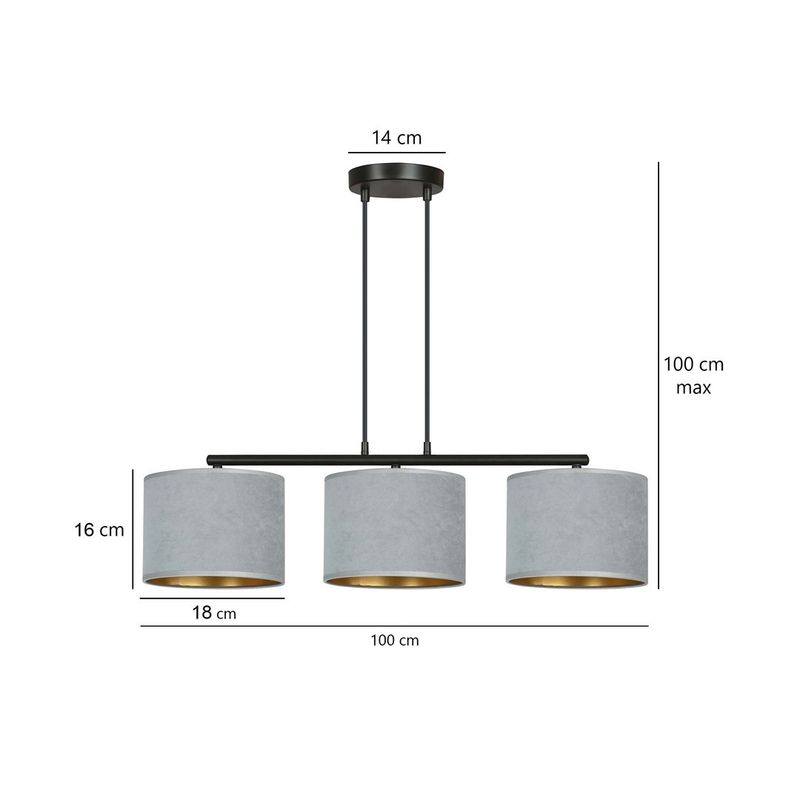 Emibig Lighting Taklampa HILDE 3 BL GRÃ…