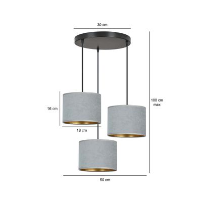 Emibig Lighting Taklampa HILDE 3 BL PREMIUM GRÃ…