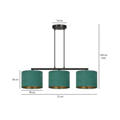 Emibig Lighting Taklampa HILDE 3 BL GRÃ–N