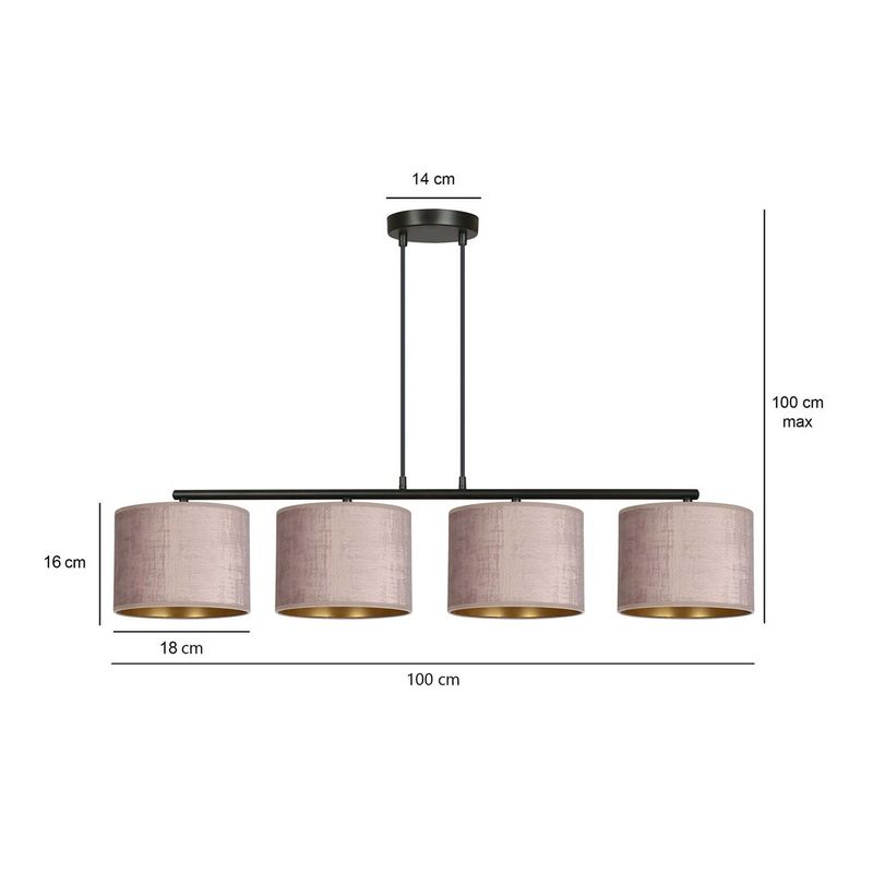 Emibig Lighting Taklampa HILDE 4 BL ROSA