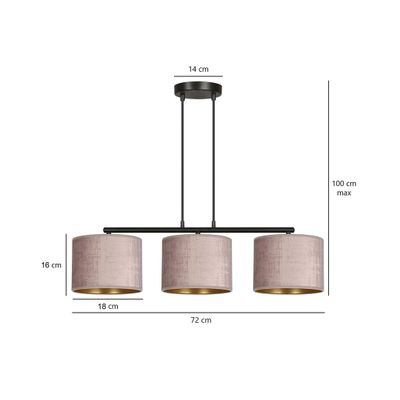 Emibig Lighting Taklampa HILDE 3 BL ROSA