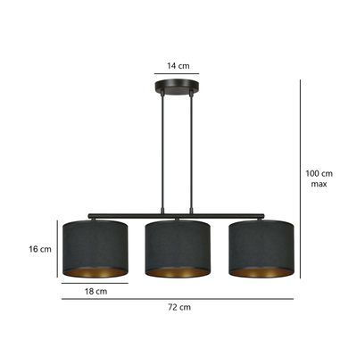 Emibig Lighting Taklampa HILDE 3 BL SVART