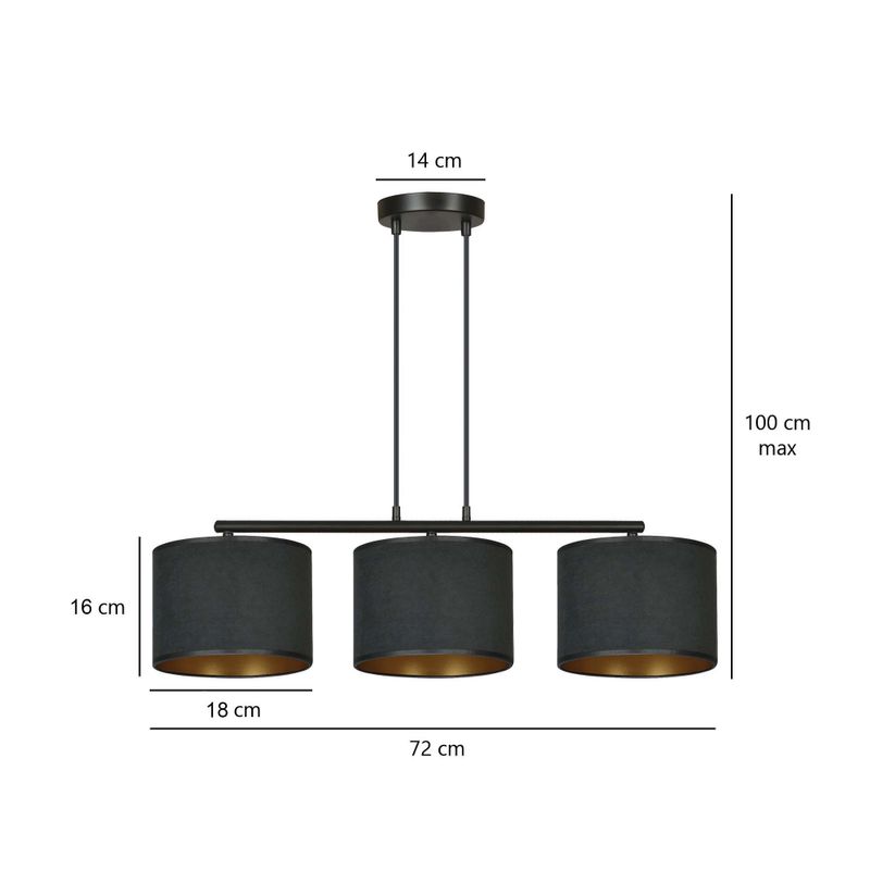 Emibig Lighting Taklampa HILDE 3 BL SVART