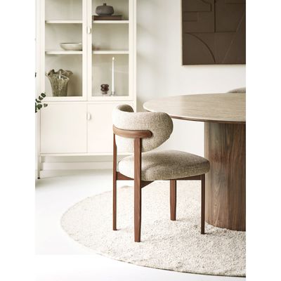 House Nordic Recco Matstol - Ljusbrun, träliknande ben, mörkbrun 2-pack