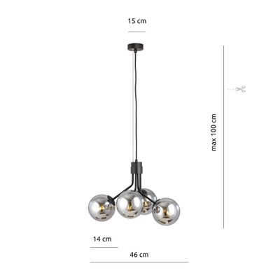Emibig Lighting Taklampa NOVA 4 SVART/GRAFIT