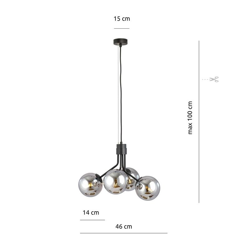 Emibig Lighting Taklampa NOVA 4 SVART/GRAFIT