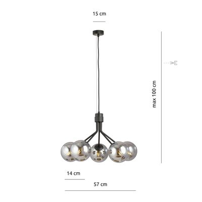 Emibig Lighting Taklampa NOVA 5 SVART/GRAFIT