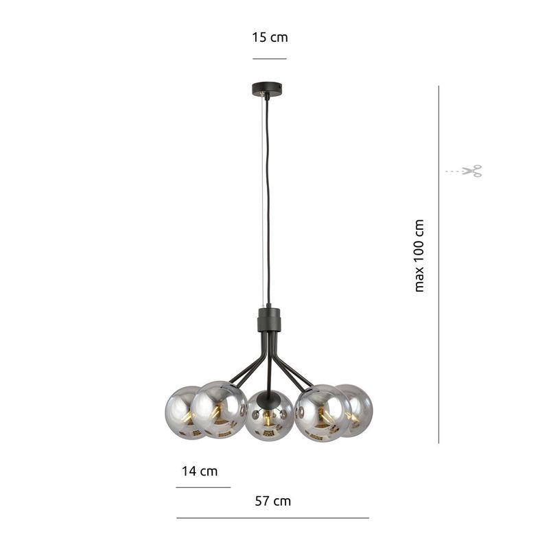 Emibig Lighting Taklampa NOVA 5 SVART/GRAFIT
