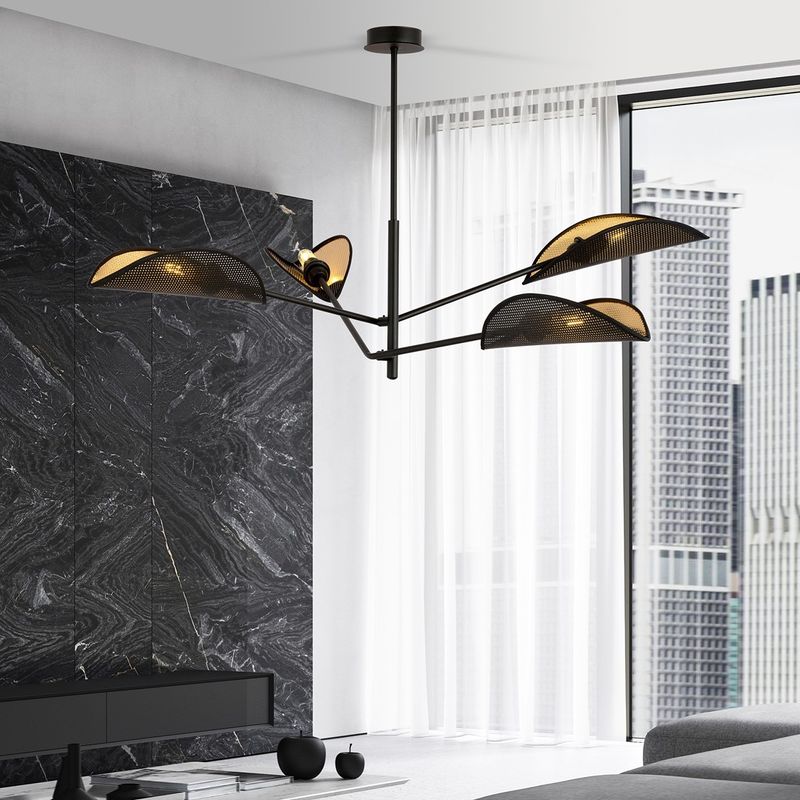 Emibig Lighting Taklampa VENE 4 SVART/GULD