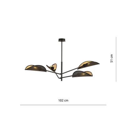 Emibig Lighting Taklampa VENE 4 SVART/GULD