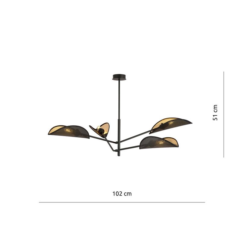Emibig Lighting Taklampa VENE 4 SVART/GULD