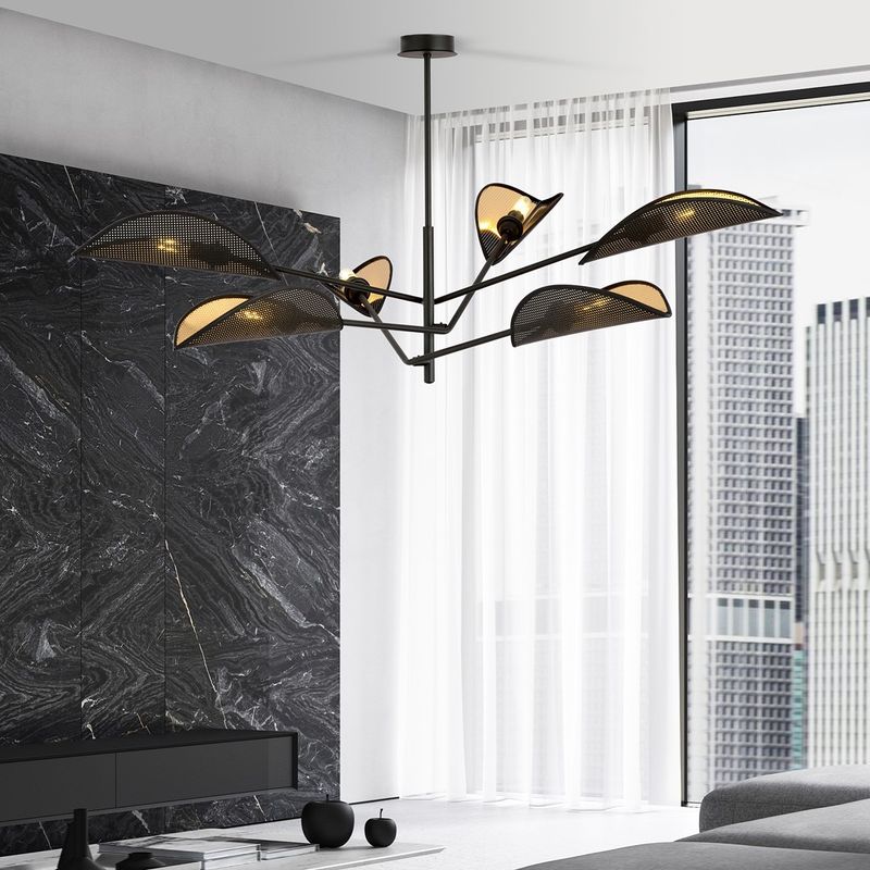 Emibig Lighting Taklampa VENE 6 SVART/GULD