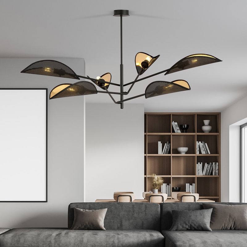 Emibig Lighting Taklampa VENE 6 SVART/GULD