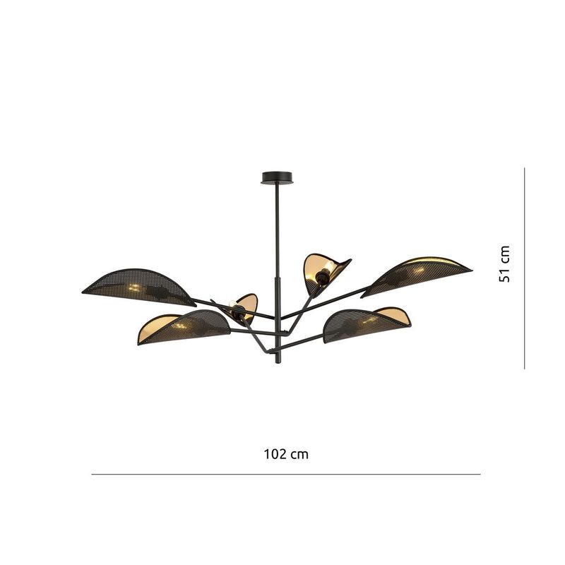 Emibig Lighting Taklampa VENE 6 SVART/GULD