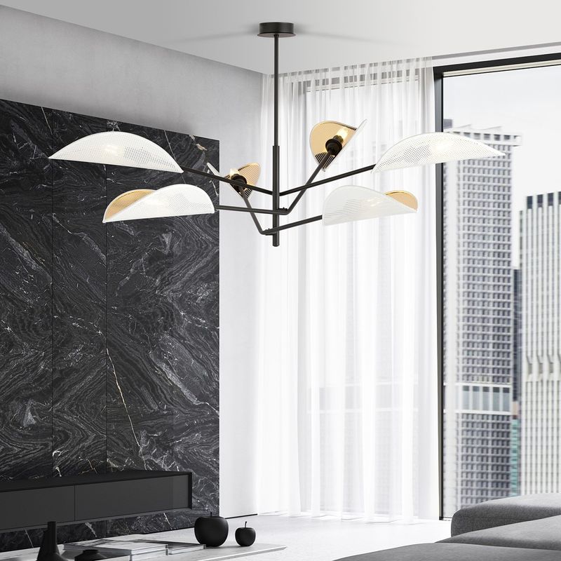Emibig Lighting Taklampa VENE 6 VIT/GULD