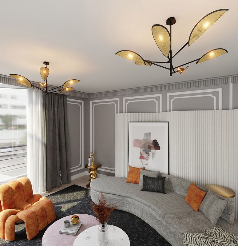 Emibig Lighting Taklampa VENE 6 SVART/ROTTING