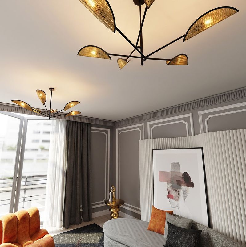 Emibig Lighting Taklampa VENE 6 SVART/ROTTING