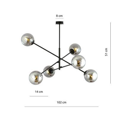 Emibig Lighting Taklampa LINEAR 6 SVART/GRAFIT