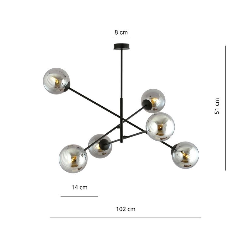 Emibig Lighting Taklampa LINEAR 6 SVART/GRAFIT