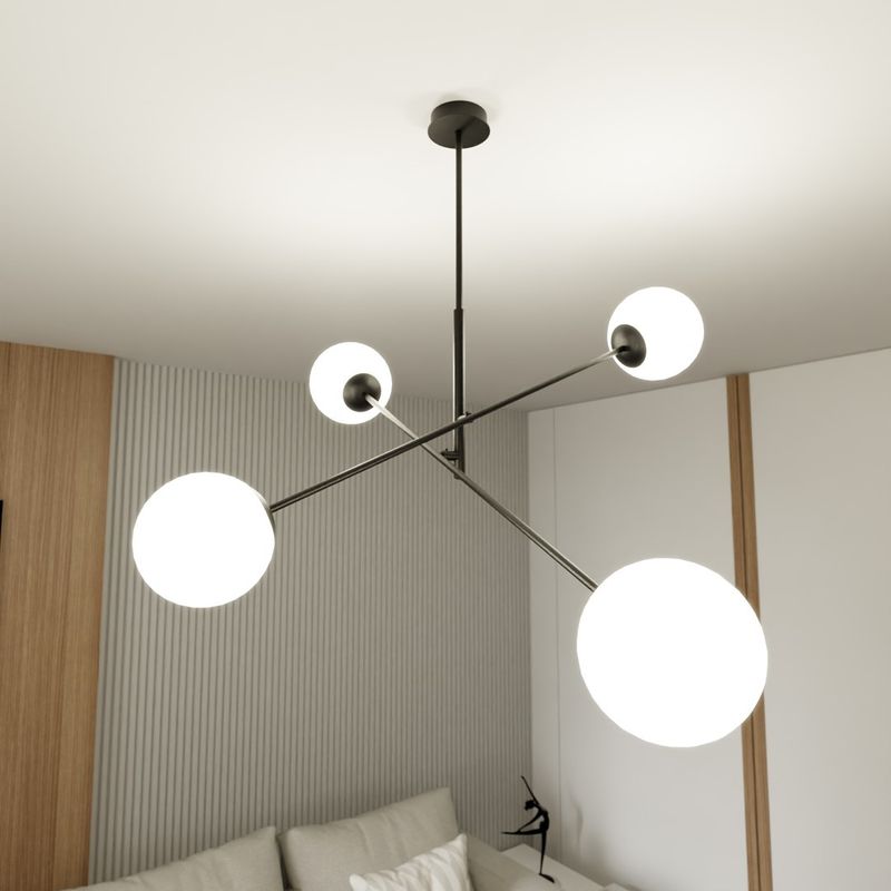 Emibig Lighting Taklampa LINEAR 4 SVART/OPAL