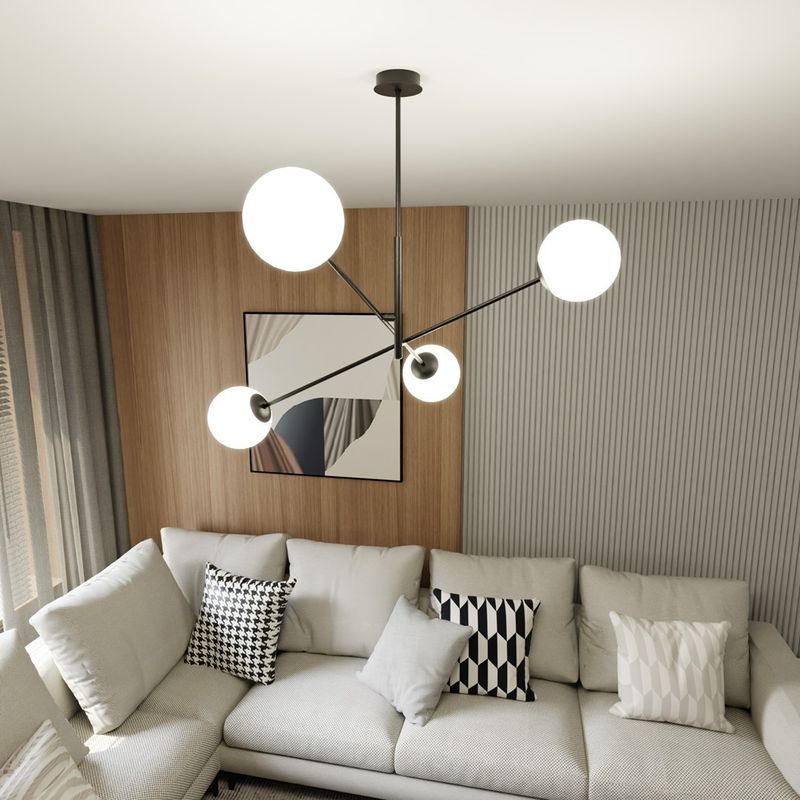 Emibig Lighting Taklampa LINEAR 4 SVART/OPAL