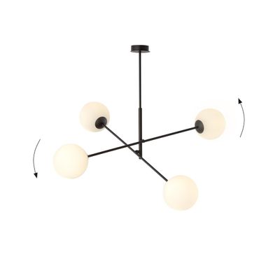 Emibig Lighting Taklampa LINEAR 4 SVART/OPAL