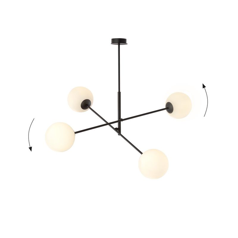 Emibig Lighting Taklampa LINEAR 4 SVART/OPAL