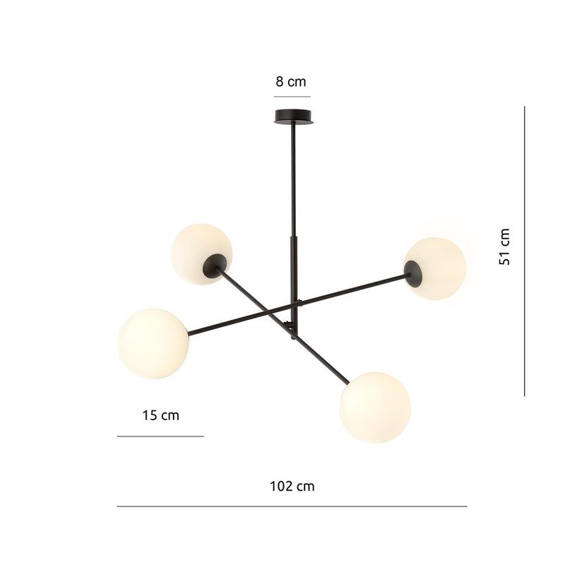 Emibig Lighting Taklampa LINEAR 4 SVART/OPAL