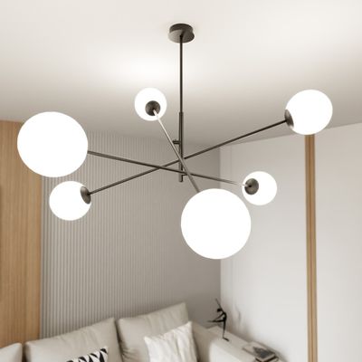 Emibig Lighting Taklampa LINEAR 6 SVART/OPAL