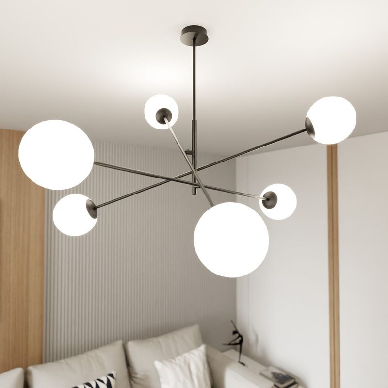 Emibig Lighting Taklampa LINEAR 6 SVART/OPAL