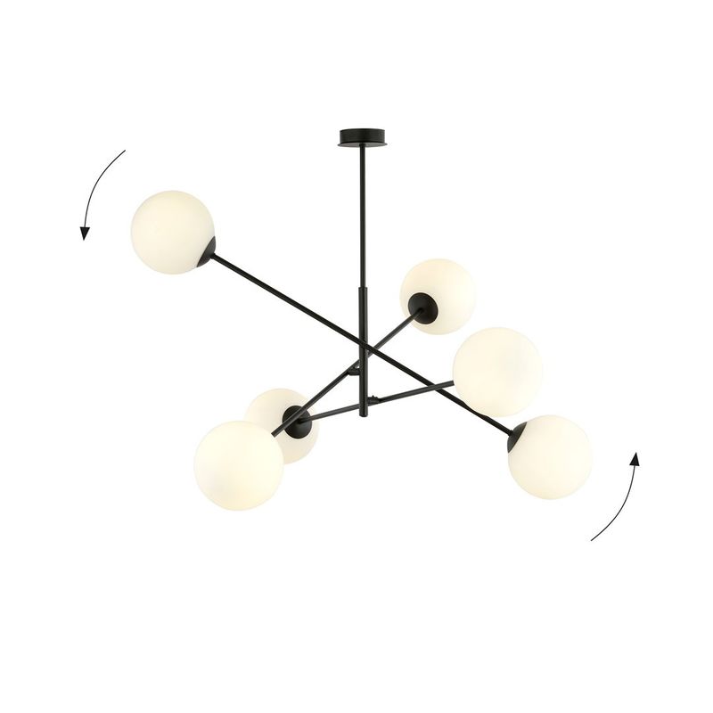 Emibig Lighting Taklampa LINEAR 6 SVART/OPAL